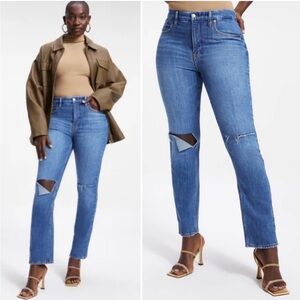 NWT Good American 90s Icon Straight Leg High Rise Jeans - Blue